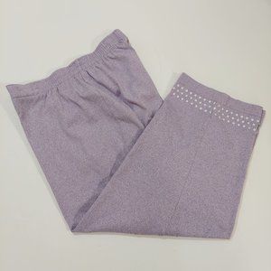 CATHY DANIELS Womens Purple Capri Pants Size L (22 Inseam) Stretch Waistband